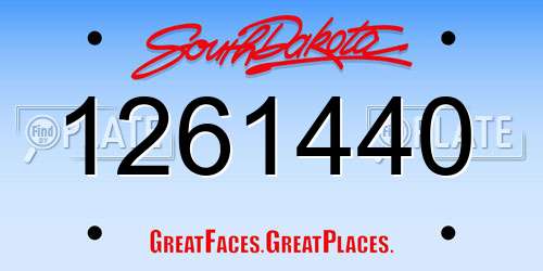 1261440 South Dakota License Plate