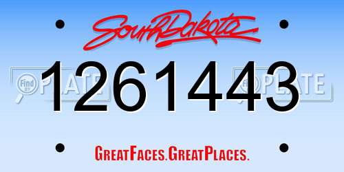 1261443 South Dakota License Plate