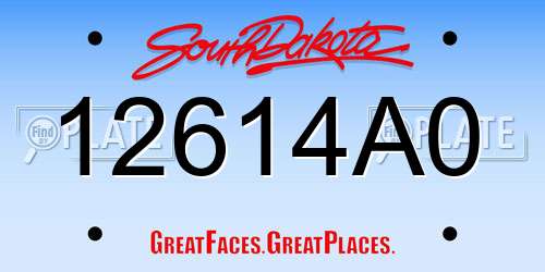 12614A0 South Dakota License Plate