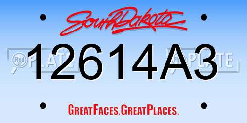 12614A3 South Dakota License Plate