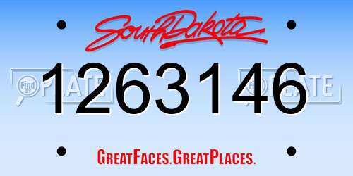 1263146 South Dakota License Plate