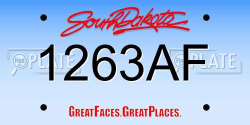 1263AF South Dakota License Plate