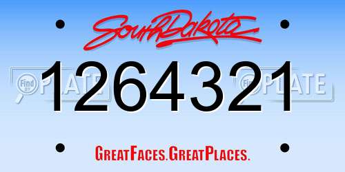 1264321 South Dakota License Plate
