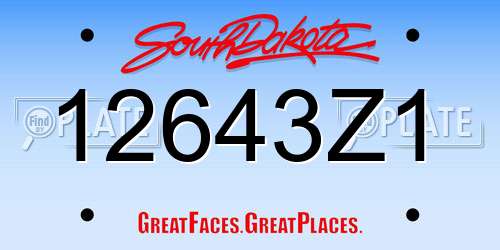 12643Z1 South Dakota License Plate