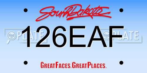 126EAF South Dakota License Plate