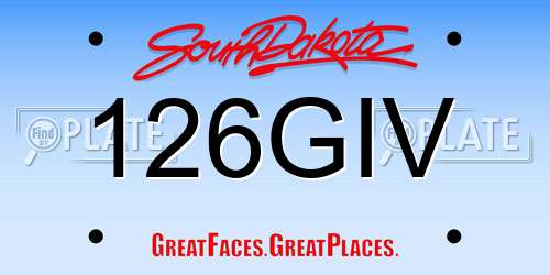 126GIV South Dakota License Plate