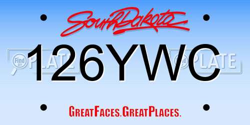 126YWC South Dakota License Plate