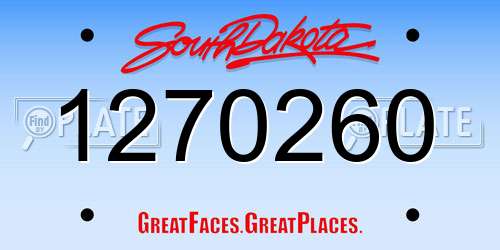 1270260 South Dakota License Plate