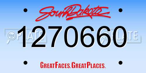 1270660 South Dakota License Plate
