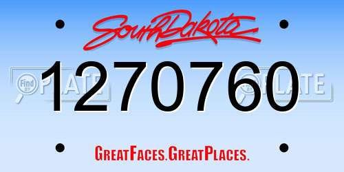 1270760 South Dakota License Plate