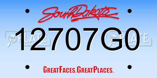 12707G0 South Dakota License Plate