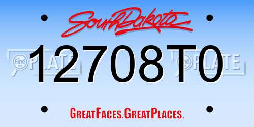 12708T0 South Dakota License Plate