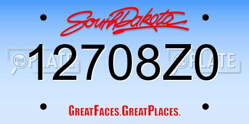 12708Z0 South Dakota License Plate