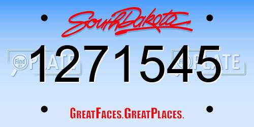 1271545 South Dakota License Plate