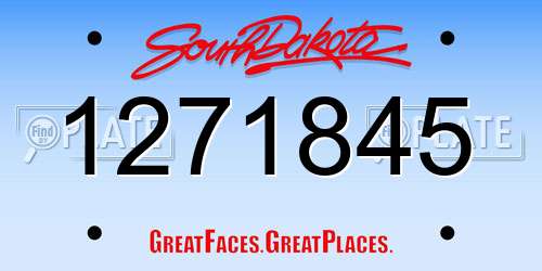 1271845 South Dakota License Plate