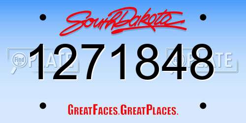 1271848 South Dakota License Plate