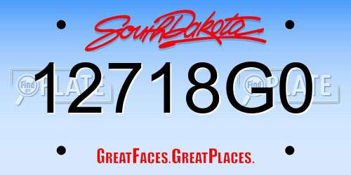 12718G0 South Dakota License Plate