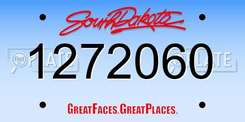 1272060 South Dakota License Plate
