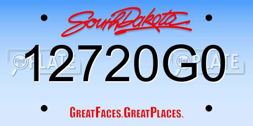 12720G0 South Dakota License Plate