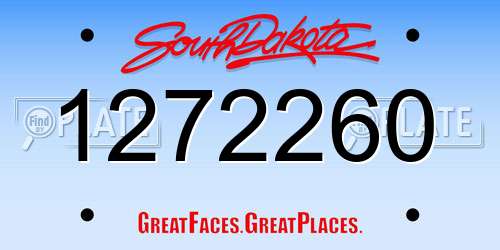 1272260 South Dakota License Plate