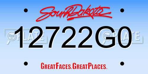 12722G0 South Dakota License Plate