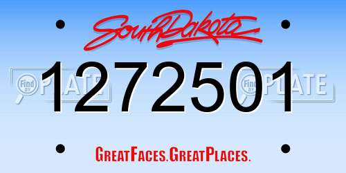 1272501 South Dakota License Plate