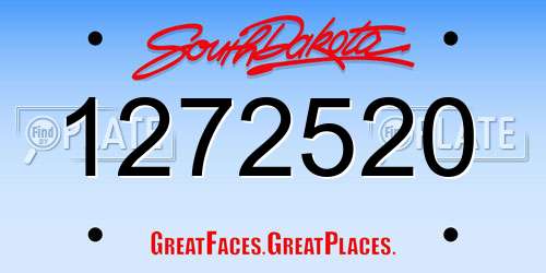 1272520 South Dakota License Plate