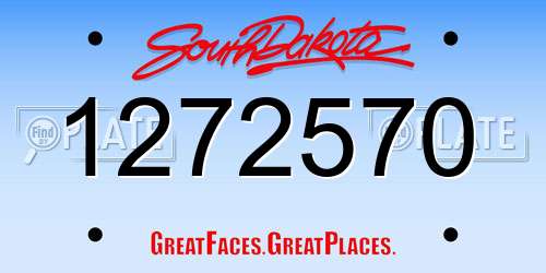 1272570 South Dakota License Plate