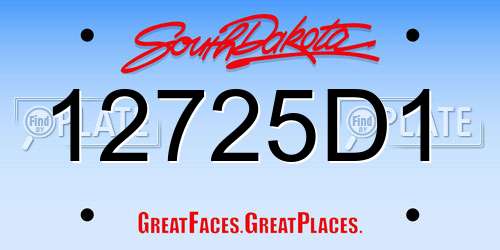 12725D1 South Dakota License Plate