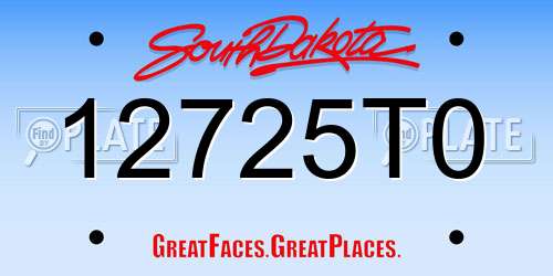 12725T0 South Dakota License Plate