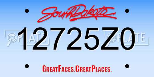 12725Z0 South Dakota License Plate