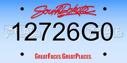 12726G0 South Dakota License Plate