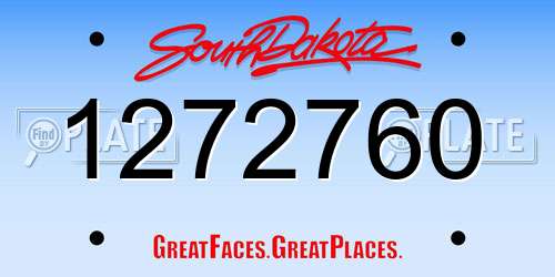 1272760 South Dakota License Plate