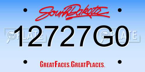 12727G0 South Dakota License Plate