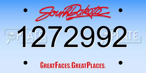 1272992 South Dakota License Plate