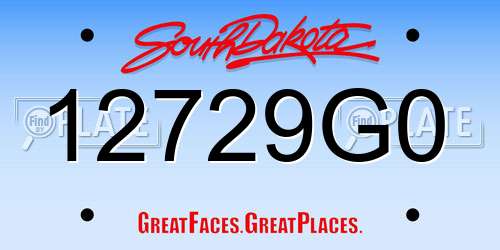 12729G0 South Dakota License Plate