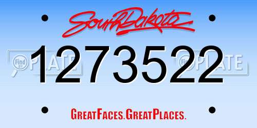1273522 South Dakota License Plate