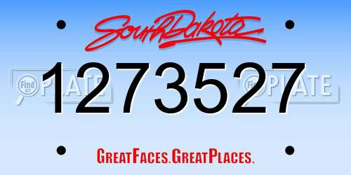 1273527 South Dakota License Plate