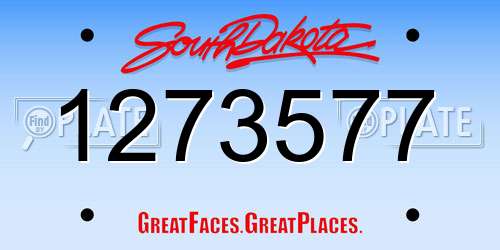 1273577 South Dakota License Plate
