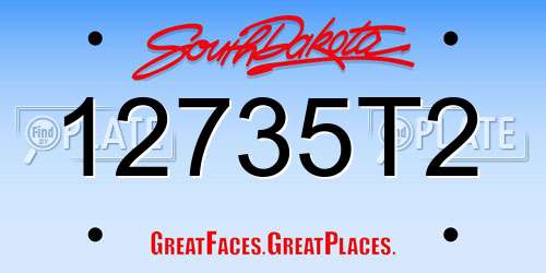 12735T2 South Dakota License Plate