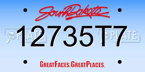 12735T7 South Dakota License Plate