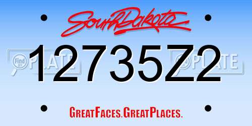 12735Z2 South Dakota License Plate