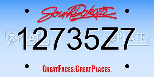 12735Z7 South Dakota License Plate