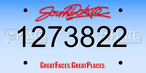 1273822 South Dakota License Plate