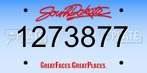 1273877 South Dakota License Plate