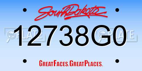 12738G0 South Dakota License Plate