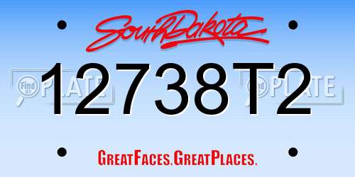 12738T2 South Dakota License Plate