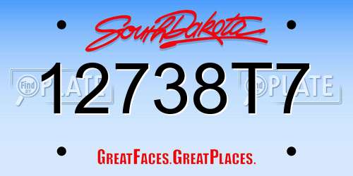 12738T7 South Dakota License Plate