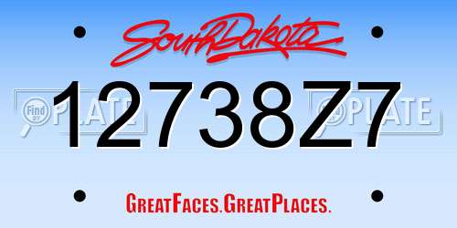 12738Z7 South Dakota License Plate