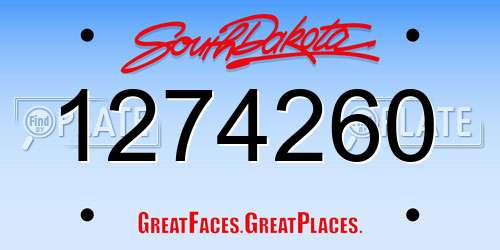 1274260 South Dakota License Plate